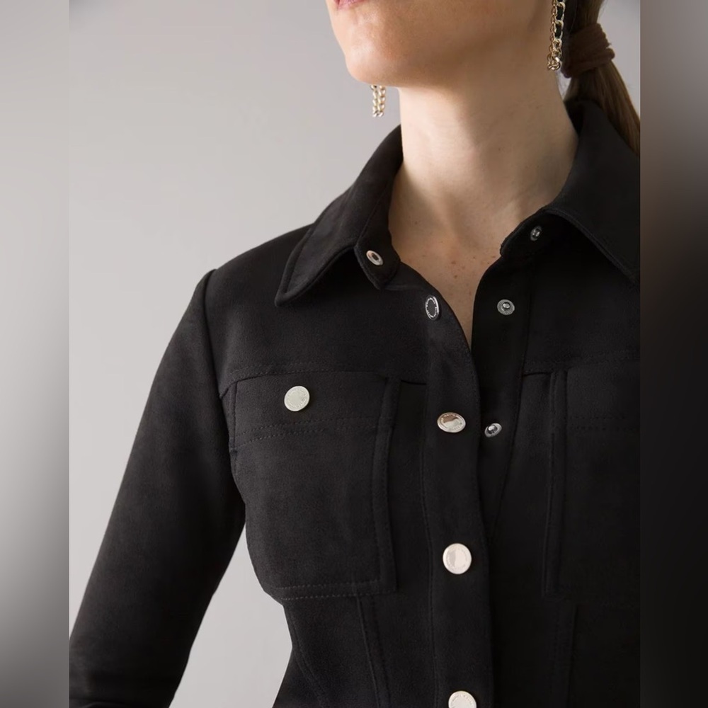 White House Black Market Vegan Suede Shirtdress Size 6 NWT - Picture 3 of 12